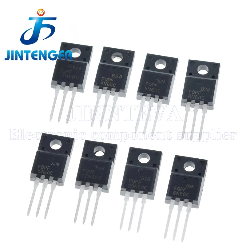 10PCS FQPF6N80C 6N80C FQPF8N80C 8N60 80N80 8N90 8N80C TO220F 6A 8A 600/650/800/900V N-channel Power MOSFET DIP Transistors