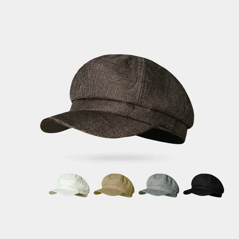 Gorra octogonal vintage japonesa de talla grande para hombre, ligera, de mezcla de lana, estilo Newsboy, gorras de pintor, multiestilo, casual