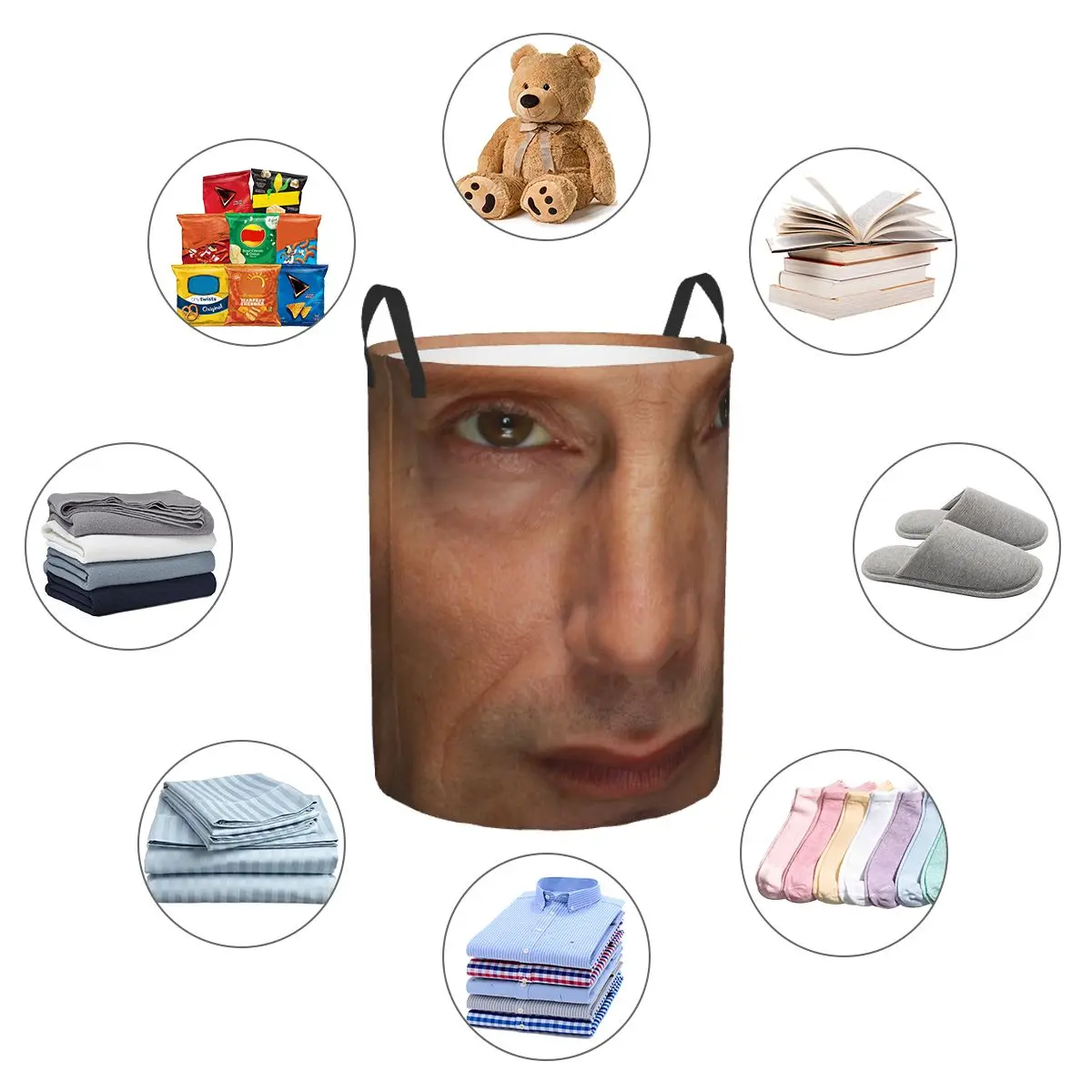 Custom Mads Mikkelsen Face Laundry Basket Foldable Hannibal TV Show Toy Clothes Hamper Storage Bin for Kids Nursery