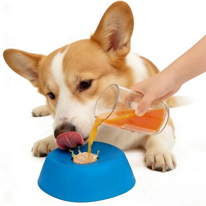Hot Dog Liquid  Wet Food Slow Feeder Bowl  Bone Broth Yogurt Interactive Anti-slip Pet Supplies For Developing Good Eating Habit