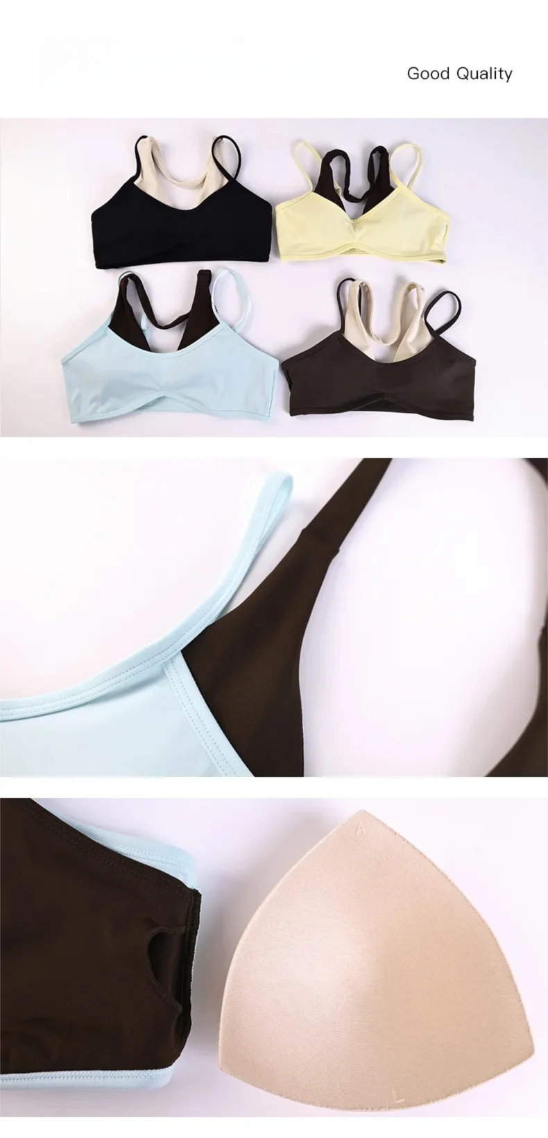 Farbblockierter Neckholder-Sport-BH für Damen mit integriertem Polster-BH, verstellbaren Trägern, Cami-Design, zweiteiliger Optik, für Fitness und Workout – Detail 3