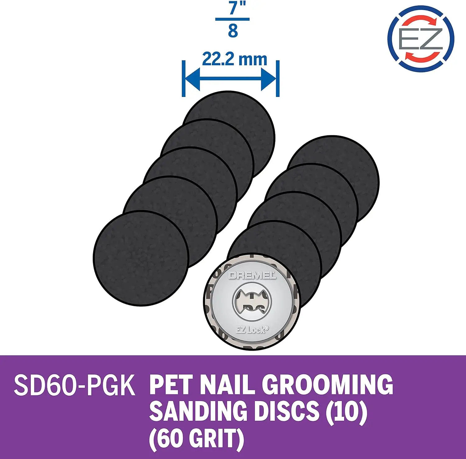 Dremel 10Pcs Pet Nail Grinder Sanding Discs Dog Cat Nail Grooming Tool Sd60-Pgk Ez Lock Pet Nail Care Sanding Discs Pet Supplies