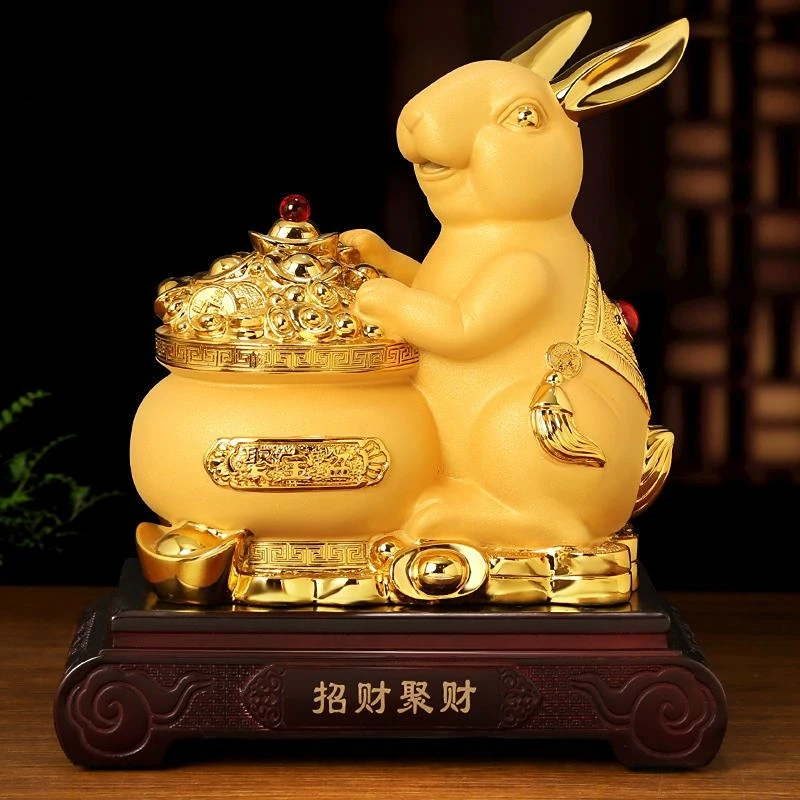 

The Zodiac Bunny Display Golden Rabbit Fortune Rabbit Capital Tibetan Office Living Room Wine Cabinet Decoration