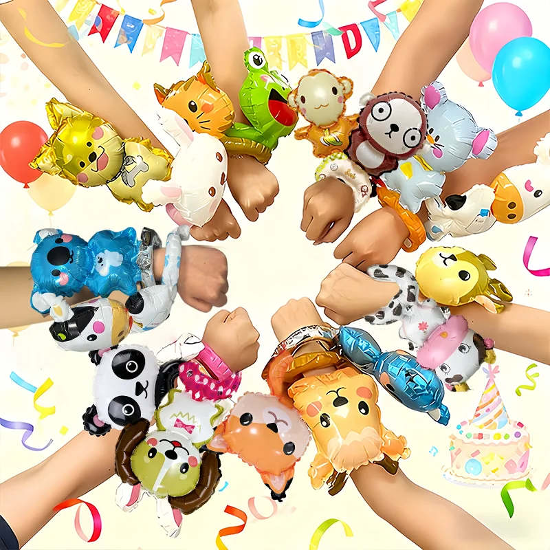 35 Stück Tier-Handgelenkballons, Selbstklebende Folienballons, Kindergeburtstags-Partyzubehör, Partygeschenke, Schulpartybedarf