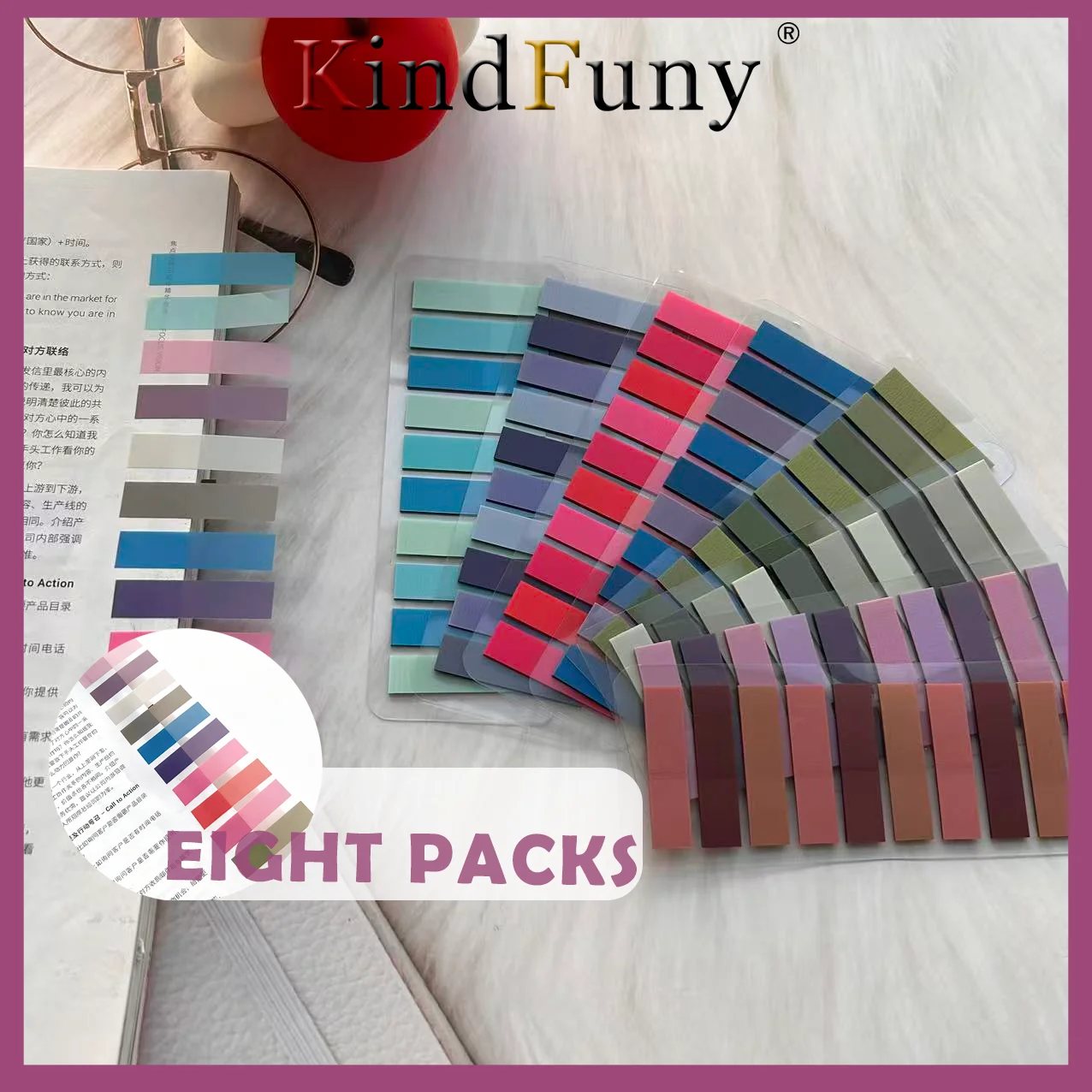 8-packs transparante kleurrijke memoblokken zelfklevende notitie creatieve index kantoor schoolbenodigdheden