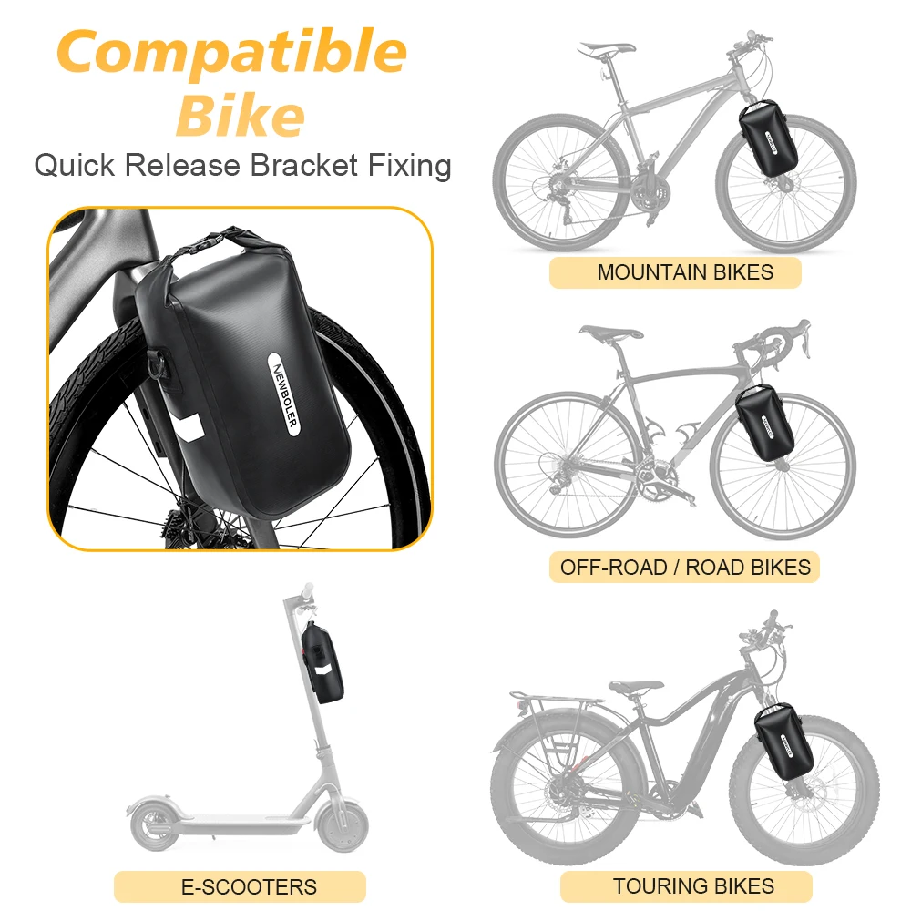 NEWBOLER 5,5L 10L Wasserdichte Fahrrad-Gabeltasche Schnellverschluss Fahrrad-Gepäckträgertasche Fahrradtasche Fahrradzubehör – Detail 3