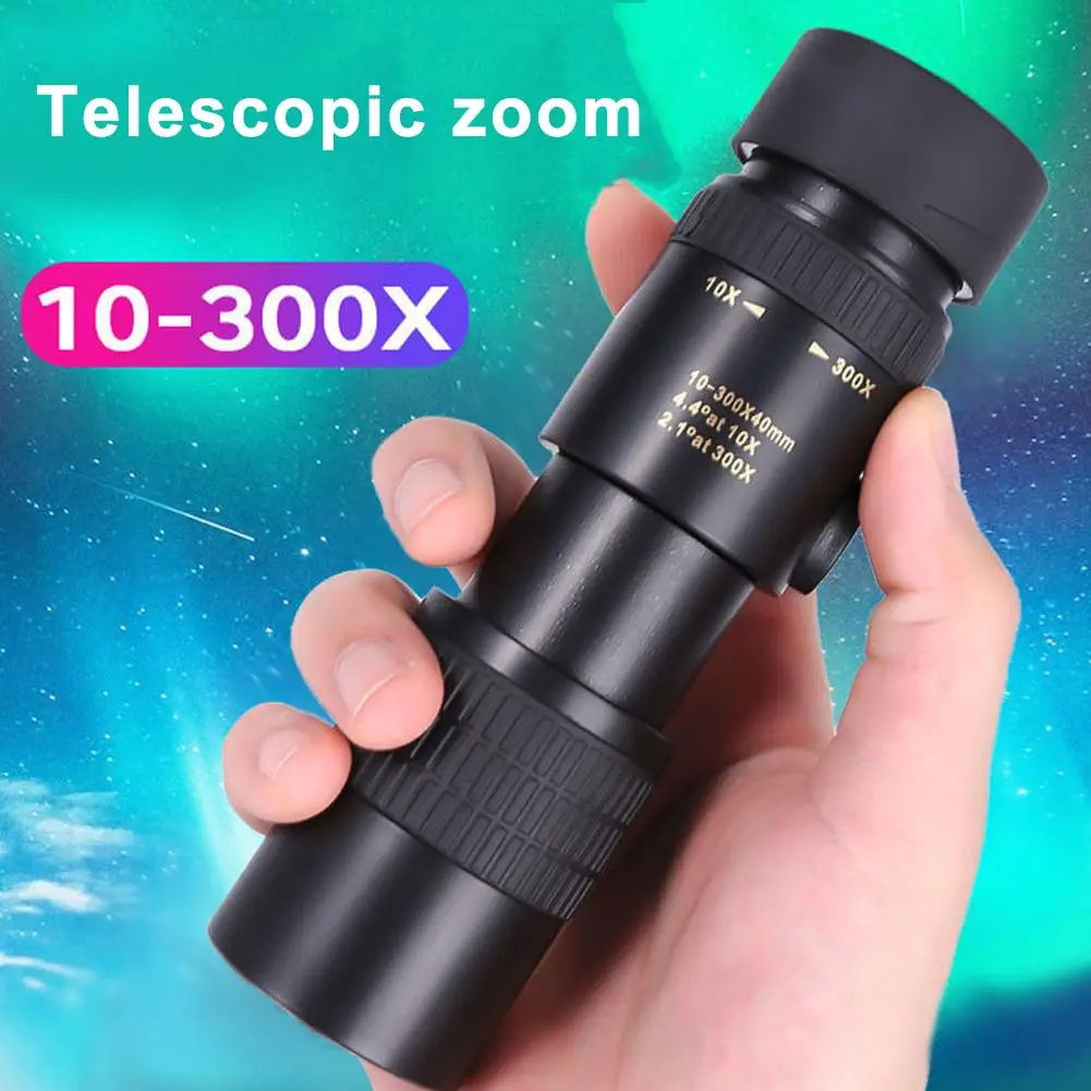 Prismáticos potentes de Metal HD con Zoom 10-300X, telescopio profesional portátil de calidad de largo alcance, Monocular para caza Q4K9