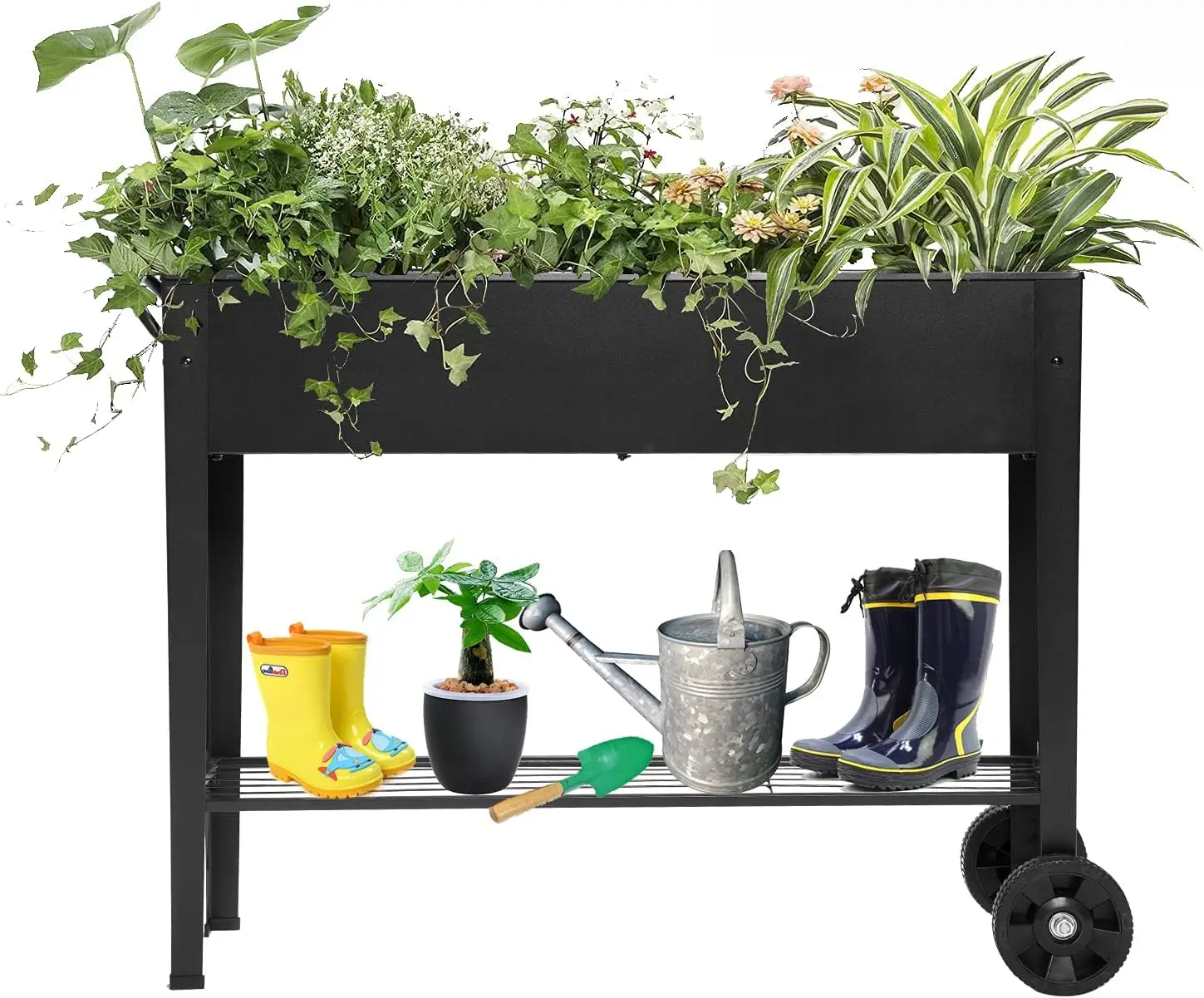 

Piksedo Raised Garden Bed, Elevated Planter Metal Plant Box With Wheels With Legs Standing Garden Stand Drainage Holes Frosted