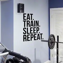 Eat Train Sleep Repeat Fitness Wall Decal Quote for Gym Kettlebell Crossfit Motivational Quotes Art Stickers Home Decor Z810