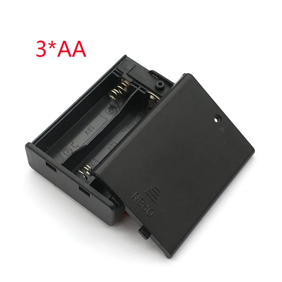 1/2/3/4-Schlitz-Batteriebox für AA-Batterien mit EIN/AUS-Schalter & Abdeckung, 1,5V/3V/4,5V/6V 15cm Rotes und Schwarzes Kabel DIY-Stromversorgungsgehäuse – Detail 5