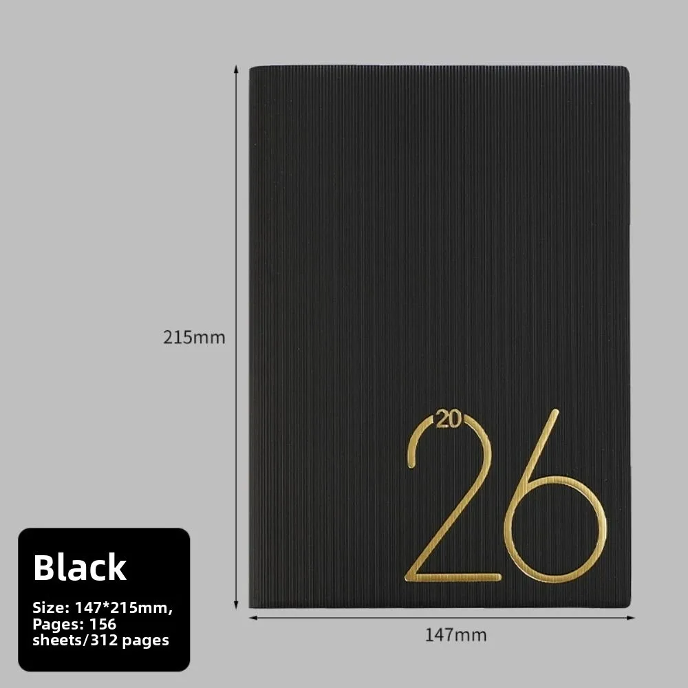 英語 2026 スケジュールプランナー メモ帳 耐摩耗性ブックマーク A5 アジェンダプランニングノートブック 12 ヶ月シンプルな日記ライティングパッド