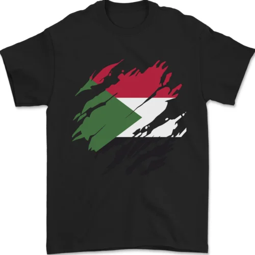 Torn Sudan Flag Sudanese Day Football Mens T-Shirt 100% Cotton