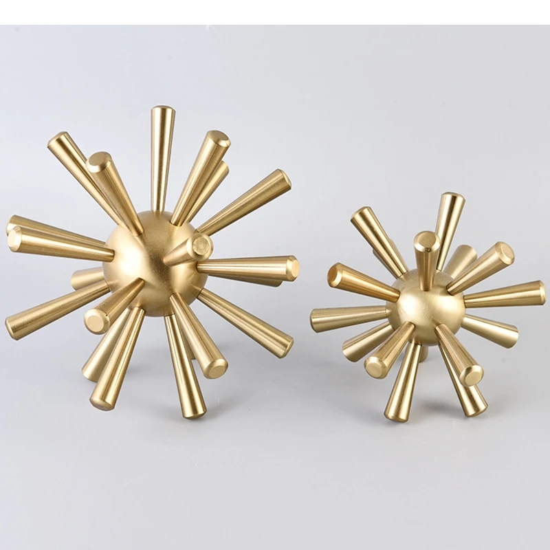 Metal Artifact Round Ball Prickly Abstract Geometric Ornaments Sea Urchin Figurine Home Decoration Accessories