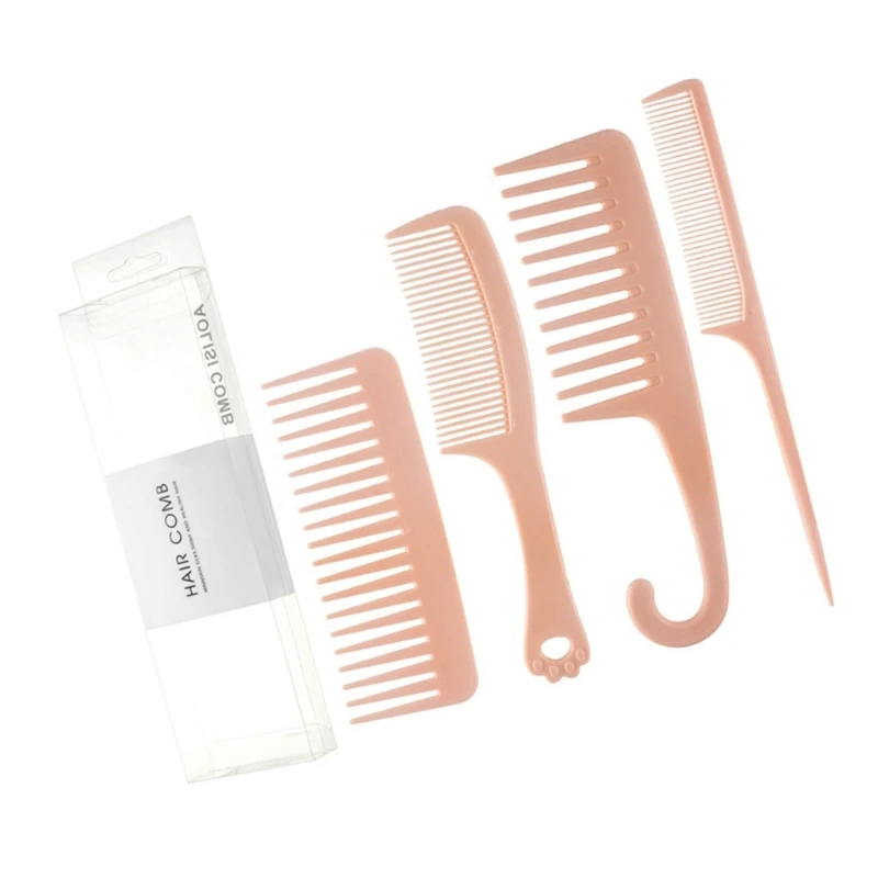 หวีผมอเนกประสงค์ 4 ชิ้นชุดฟันกว้างหวีผมจัดแต่งทรงผมหวีสำหรับ Nisex