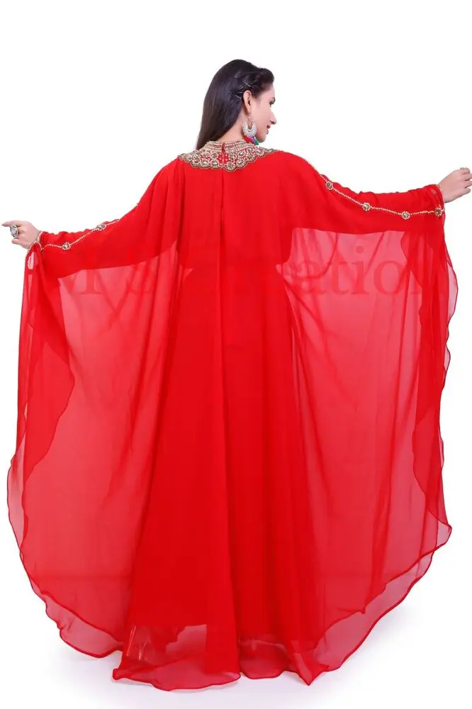 Dubai Red Tulle Gown Moroccan European and American Fashion Trend Costume