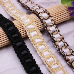 10 Yards 20MM Knit Black White Gold Ribbon lace Skirt Edge Materials Headwear Hair Bows DIY Handmade Accessories Clothing
