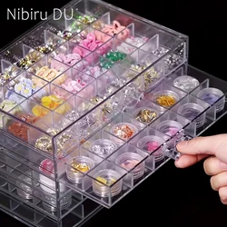 72/79/120 Grids Acrylic Organizer Box with Drawers Nail Art Compartment Storage Box Transparent Container for Crafts Art Supply