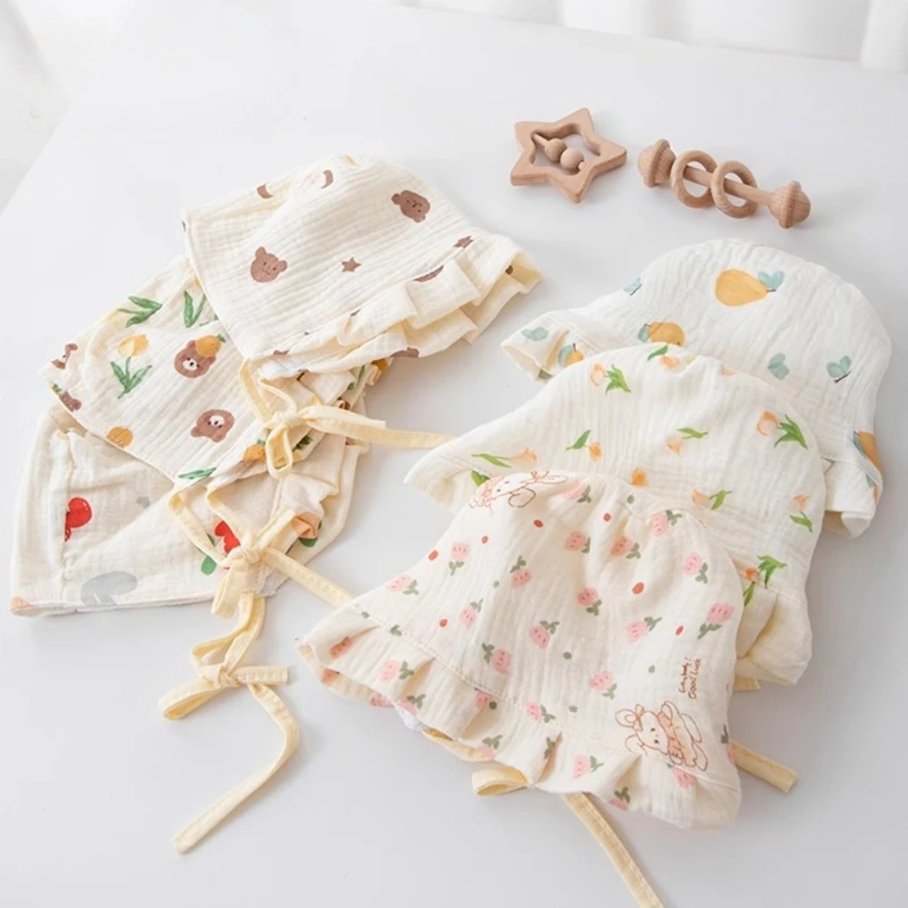 

Детская шапочка из чистого хлопка, летняя тонкая дышащая панамка для новорожденных, защита от солнца для малышей в первые месяцы жизни