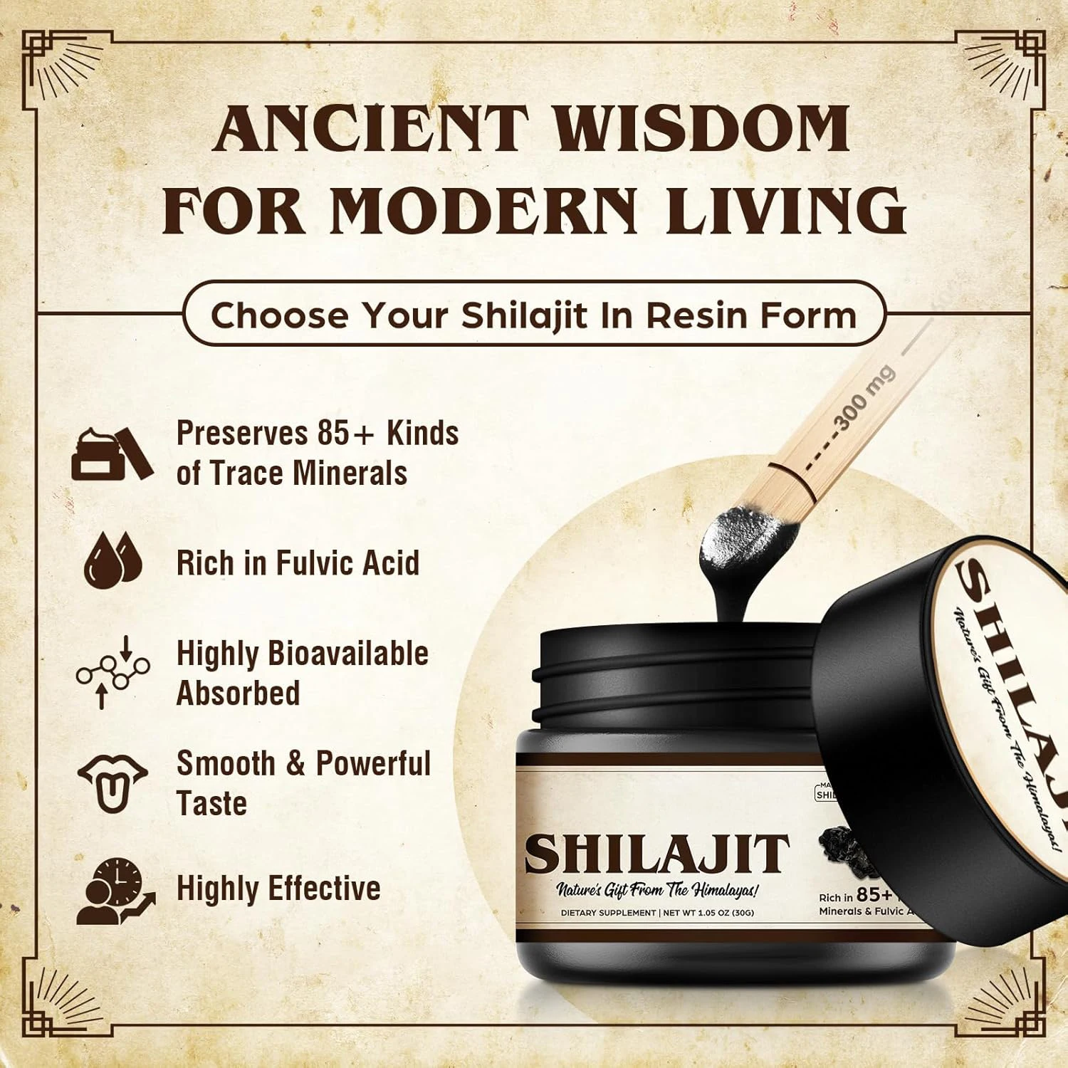 Shilajit Pure Himalayan 600mg Organic Shilajit Resin Ointment - 85+ Trace Minerals & Fulvic Acid for Energy, Immune Support, 30G