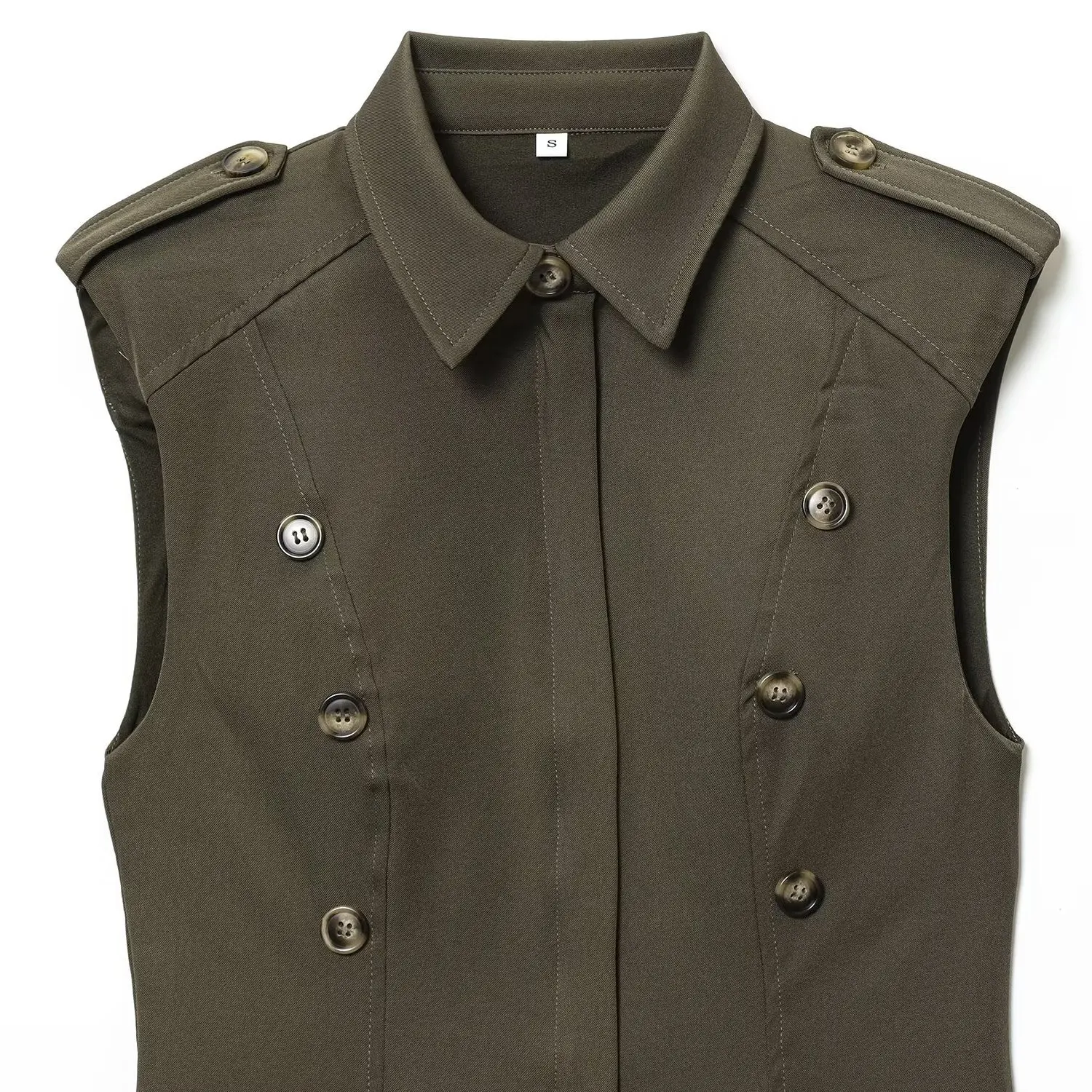 Vestido E Curto em Camadas Deco com Ombreiras Nova Chegada de Outono para Mulheres Vestido Casual de Manga Longa C...