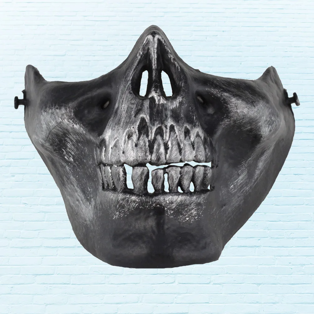 スカルハーフフェイスマスク シルバーグレー 快適な保護 アウトドア ハンティング マスカレード ハロウィンコスチューム