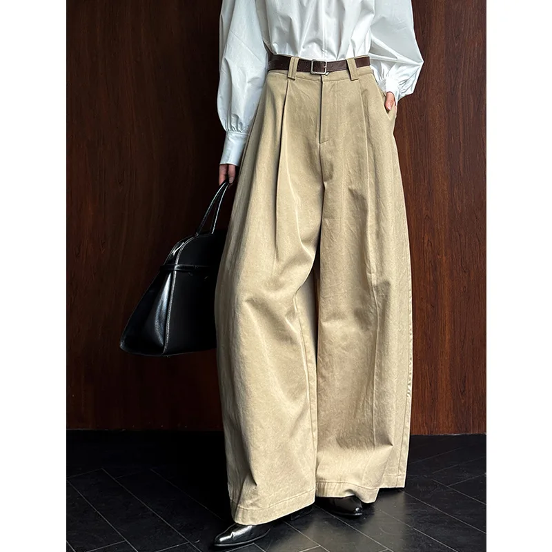 

Early Spring New Retro Casual Pants New Wide Leg Pants Loose Trousers High Waist Casual 6023
