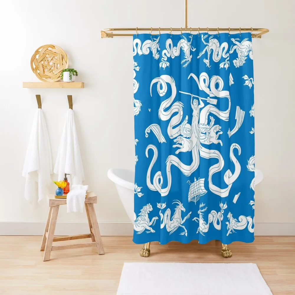 

Scylla mosaic - Blue Shower Curtain Bathroom For Shower Bathroom Fabric In The Bathroom Curtain