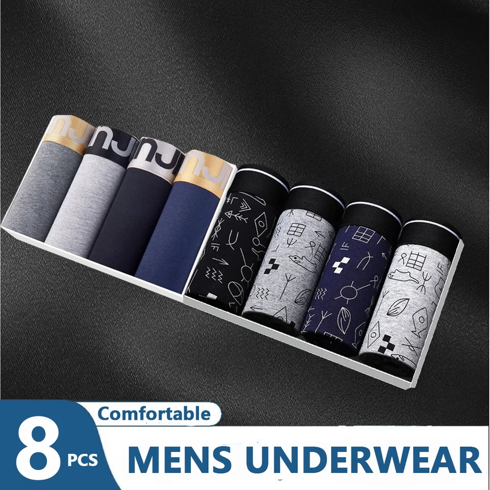 8 Piece Men's Briefs Male Underwea Boxer Comfortable and Breathable Fashion Trend Underwear Men Boxer Shorts Plus Size Panties