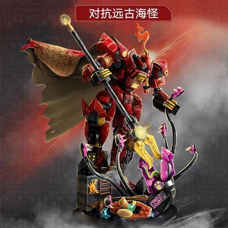 

996 шт., рыцарь с пламенем, строительные блоки, меха, модель персонажа, кирпич, украшение для рабочего стола, дисплей, игрушки «сделай сам», детские подарки