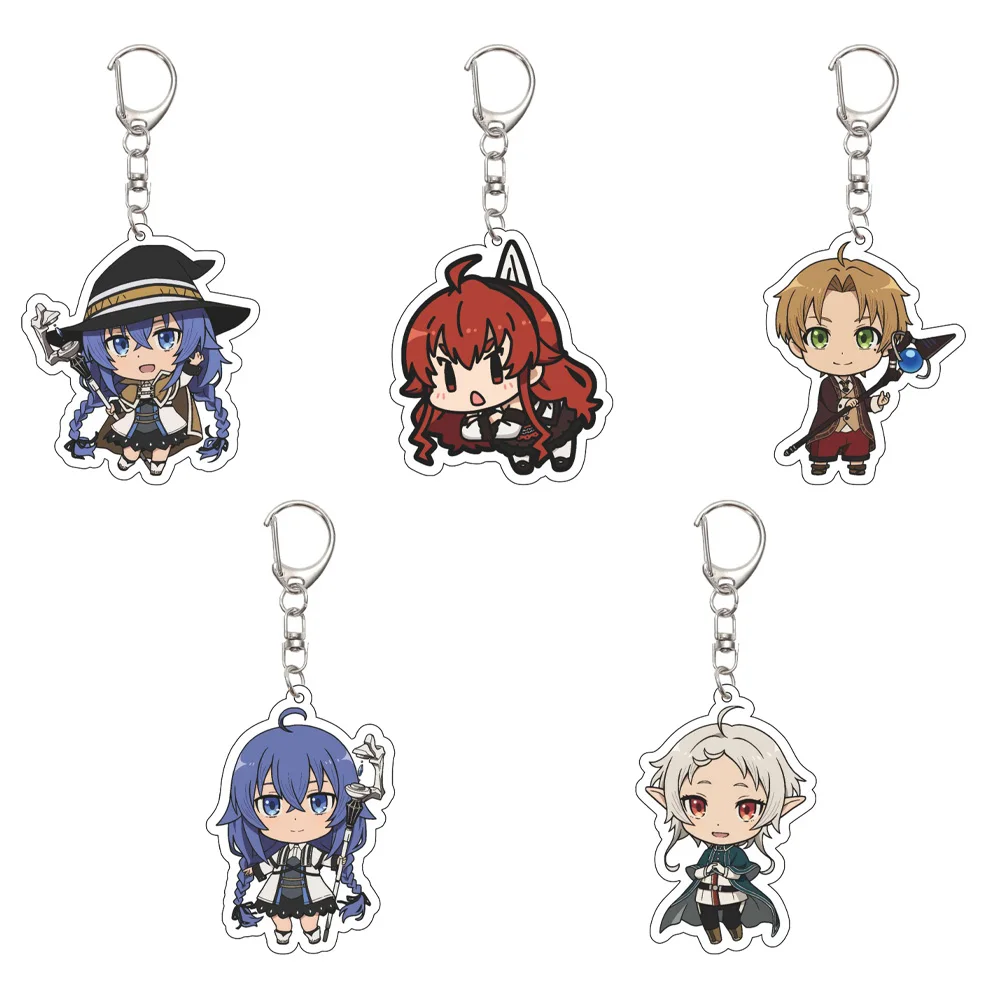 55MM Anime Mushoku Tensei：Jobless Reincarnation Keychain Rudeus Greyrat Key Chain Acrylic Model Plate Christmas Gifts