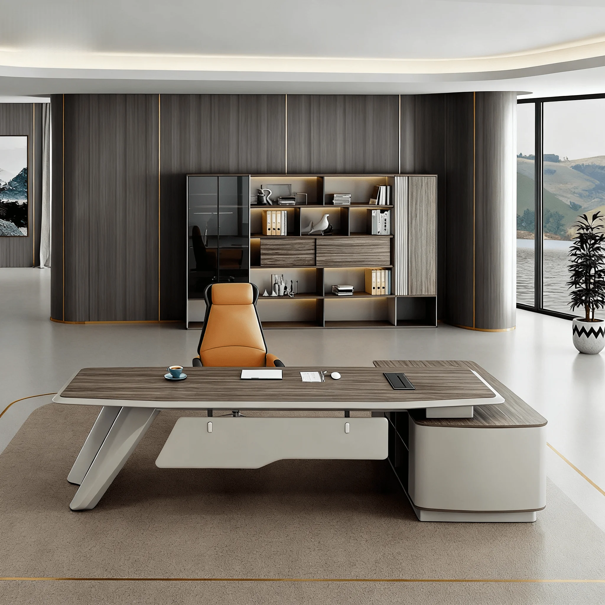 Modern Durable Wooden Executive Office Desk-Practical Computer Desk For Office Building