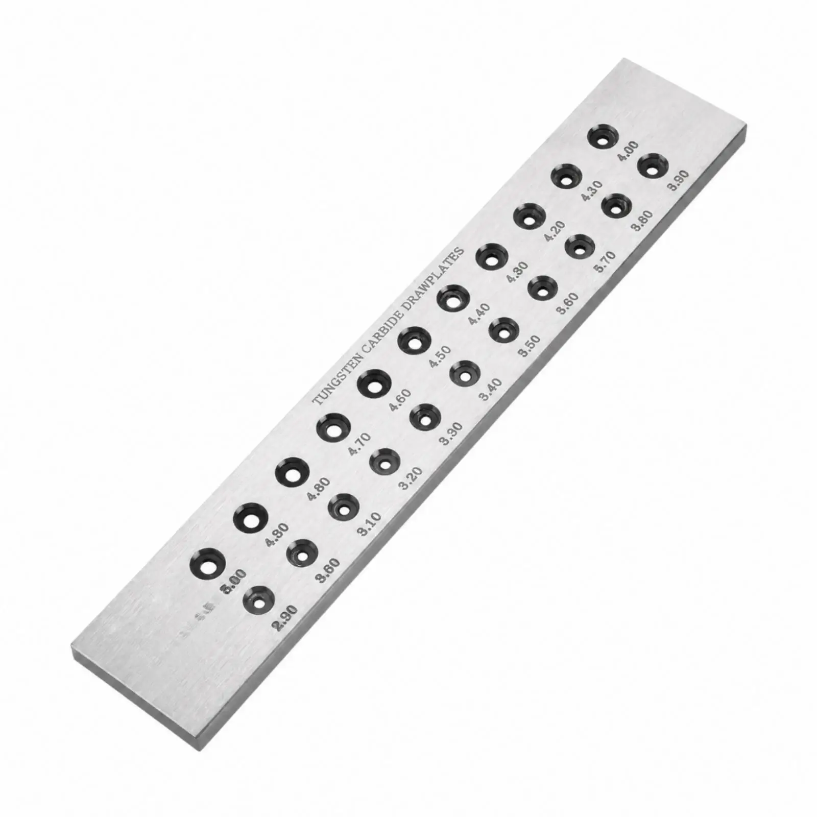 Rectangular Draw Plate Tool for Shaping Wire with Engraved Size Markings for Workshop Use