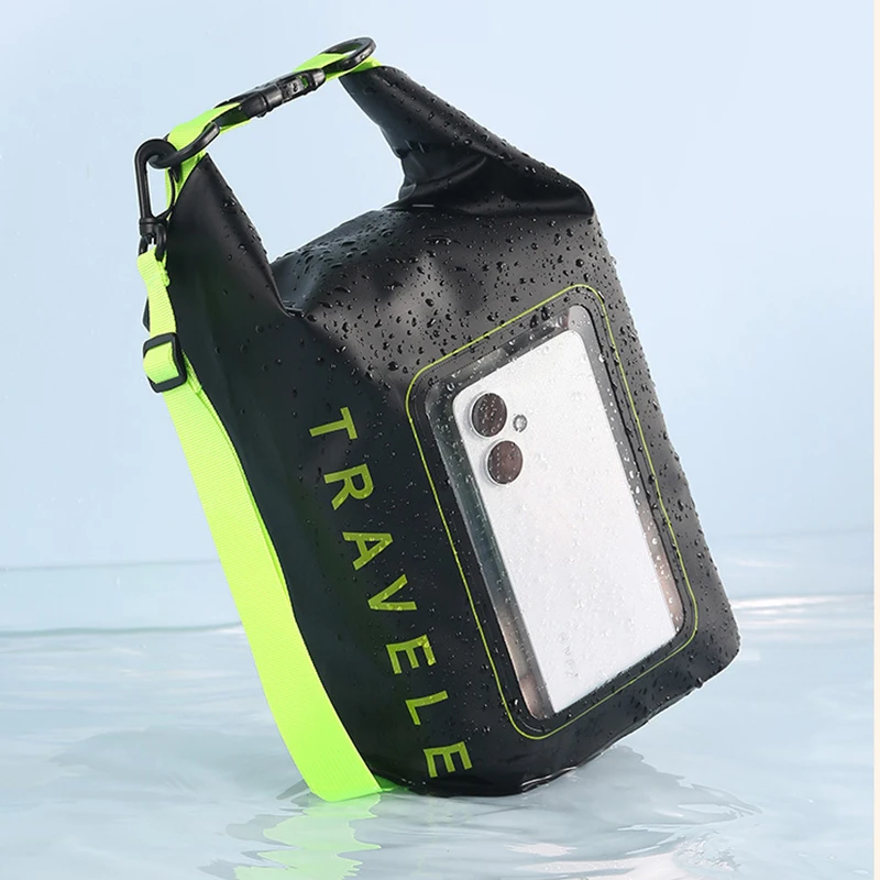 Custom Logo PVC Waterproof Bag Large Capacity Gear Bag Transparent Touchable Phone Pocket for Camping Hiking Lightweight Durable