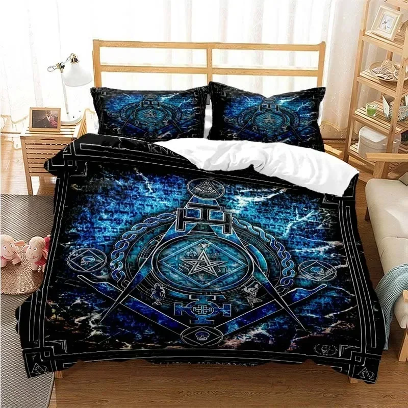 Masonic Freemason Illuminati Bedding Set 3D Printed Suitable for Bedroom Duvet Cover Set With Pillowcases Kids Home Textile
