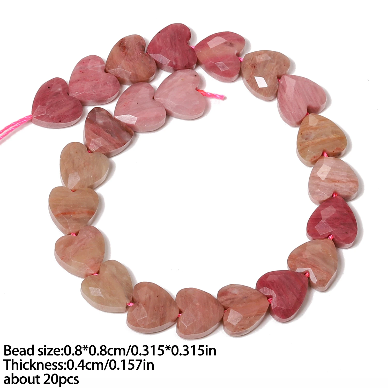 AAA Natural Rhodonite Stone Beads 8mm Faceted Heart Shape Beads for Jewelry Making Diy Drop Earring Necklace Accessories