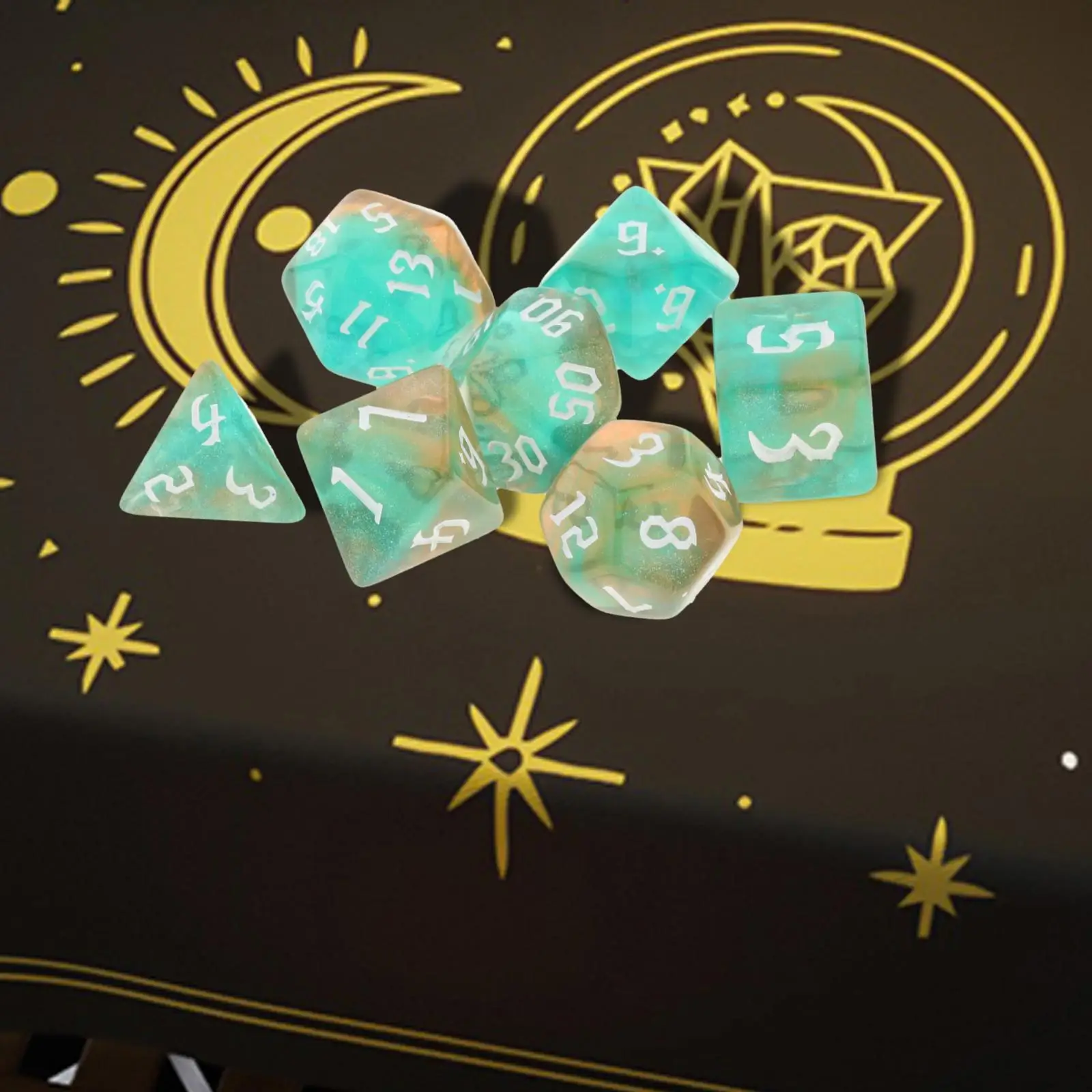 Portable Polyhedral Dice Collection 7 Sided Acrylic Dice for Role Playing Games Family Night Fun Educational Toy