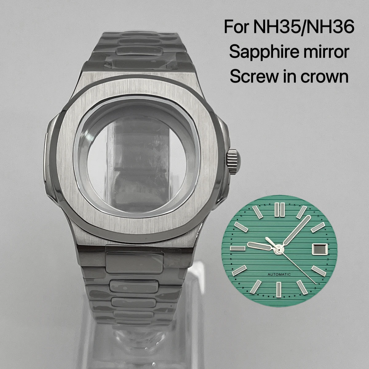 

Case+strap+dial+hands, Nautilus assembly accessories, high-quality NH35 case, NH36 case, suitable for Seiko movements