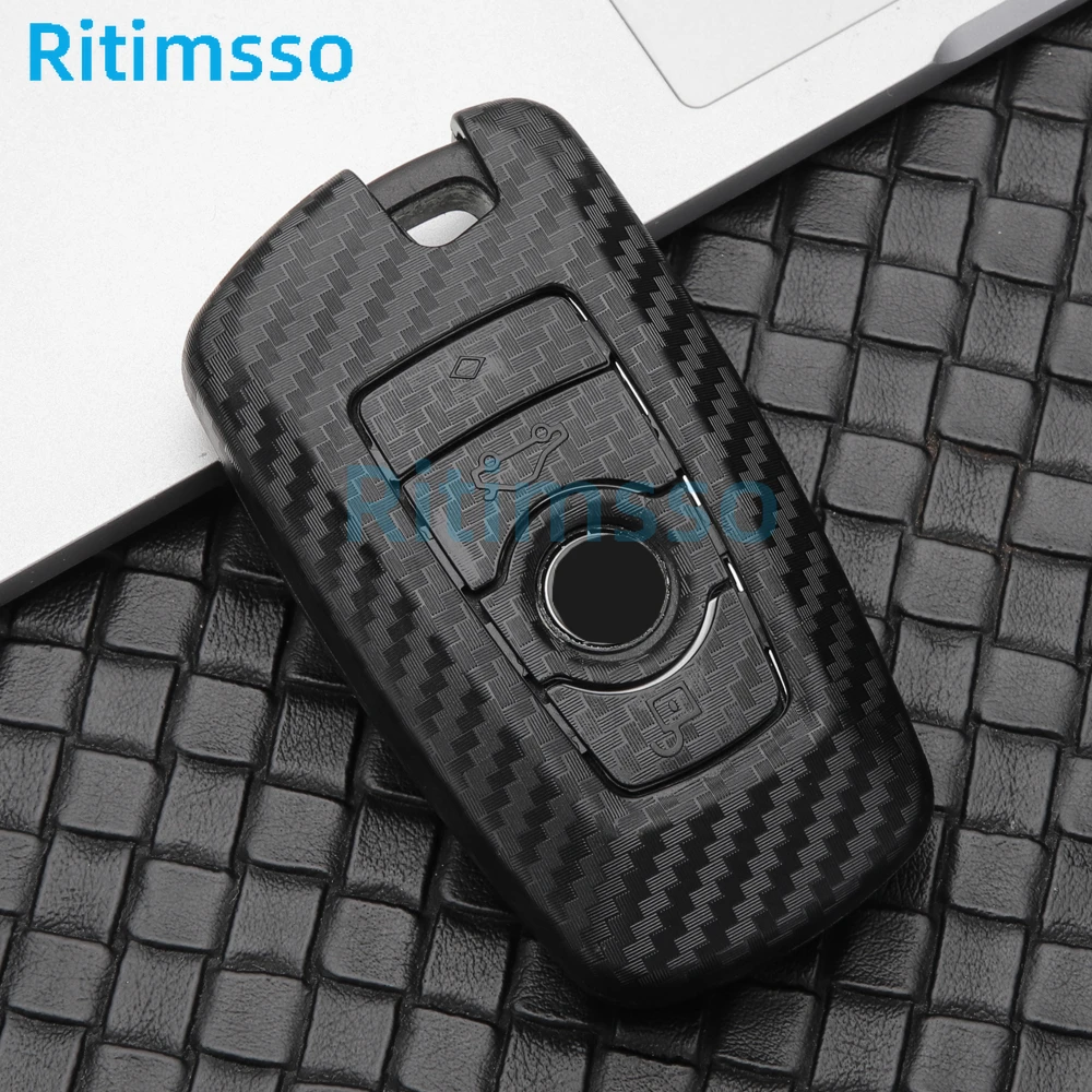 Carbon Fiber  Car  Key Fob Case SKin Cover for BMW 3 4 5 Series 320i 530i 550i F20 F21 F30 F31 F25 F01 F02 Car Key Case