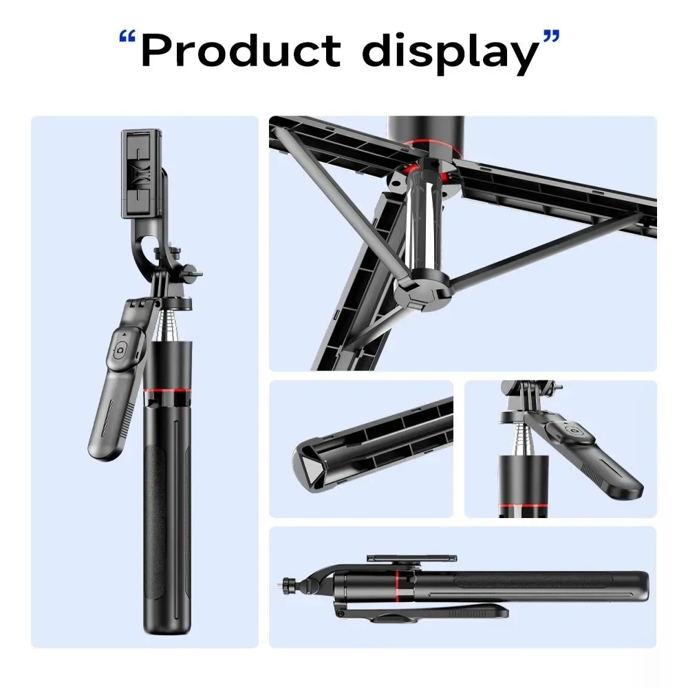 BOSHENG 1.7M Wireless Convenient Remote Control Selfie Handheld Gimbalstick Tripod Foldable Stand with Light Smartphone Stand