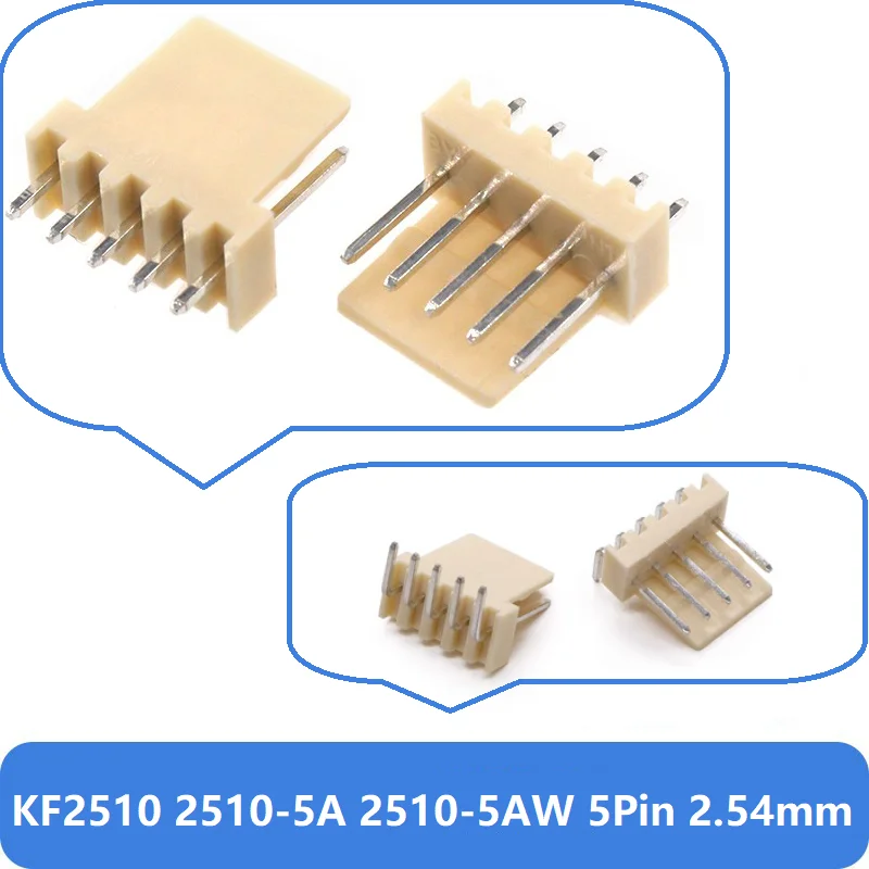 50PCS/LOT KF2510 2510-5A 2510-5AW 5Pin 2.54mm Straight Vertical Male Terminal Connector