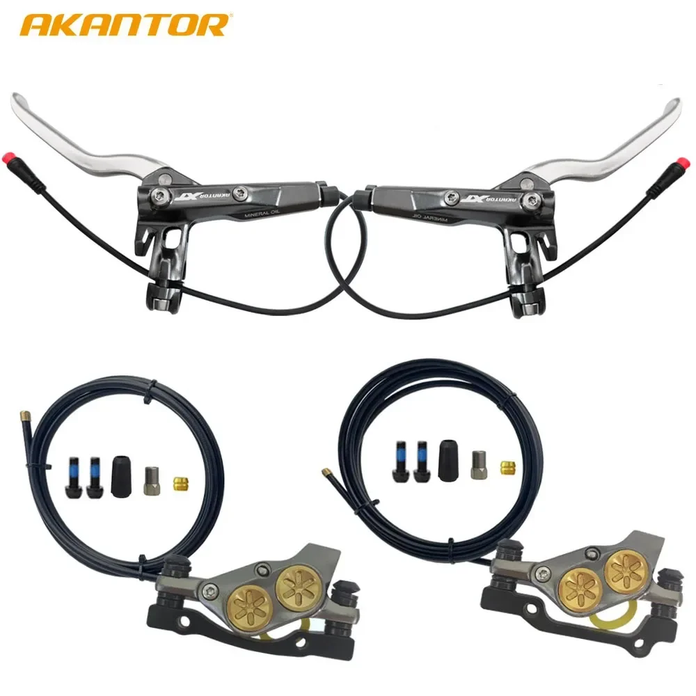 4 Piston Hydraulic Power Off Disc Brake E-Bike Electric Folding Bicycle XT Oil Pressure Brakes 950/1850mm Four Piston Ultralight