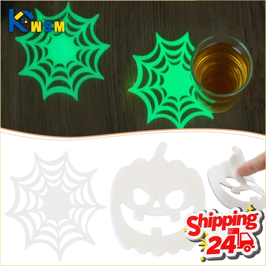 

1-20PCS Halloween Coasters Pumpkin Spider Web Design Heat Resistant Non Slip Easy Clean Drink Coasters for Home Party Decoration