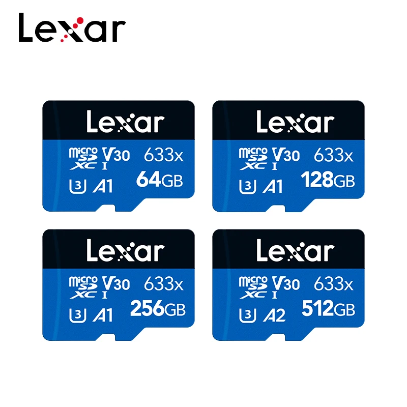 Original Lexar 633x Micro SD Card 512GB 256GB 128GB 64GB 32GB A2 Memory Card Read Up to 100MB/s A1 MicroSDHC MicroSDXC TF Card