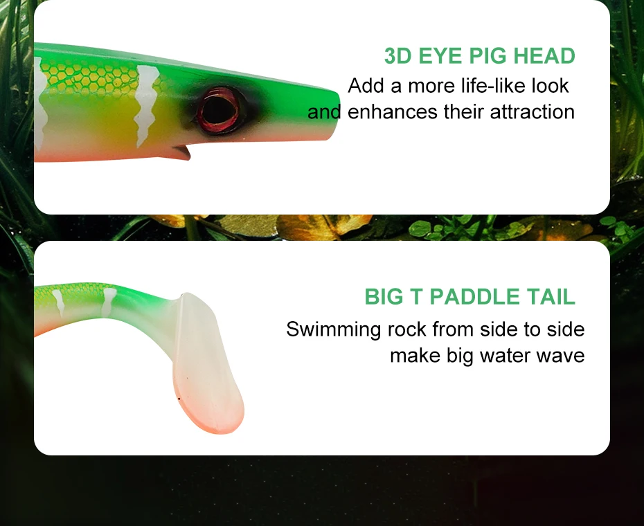 ESFISHING Große Weiche Angelköder Hog Shad 150mm 200mm Buntlackierte Kunststoff-Großköder für Meeresangeln SwimBait – Detail 4
