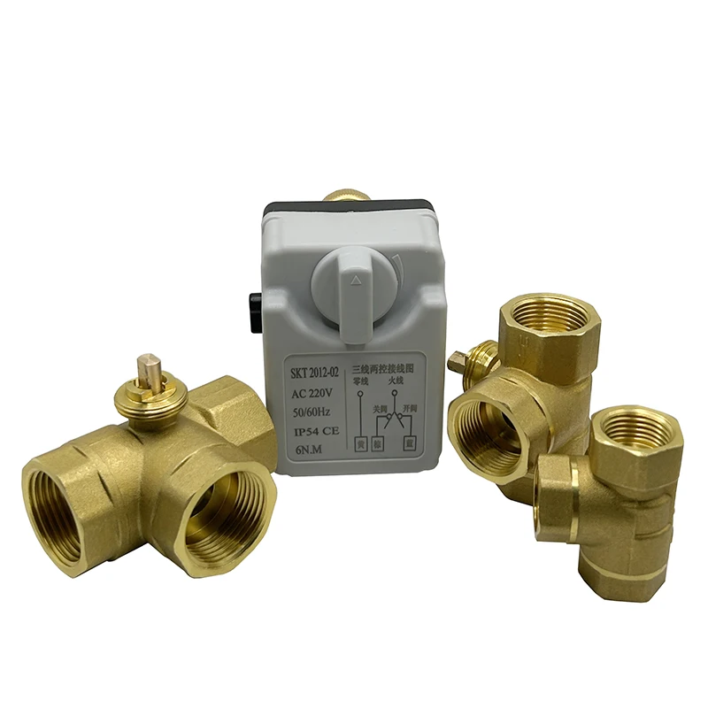 1/2\'\' 3/4\'\' 1\'\' 3 Way Brass Motorized Ball Valve With Manual Switch 220V 12V 24V Electric Ball valve Three-wire Two Control