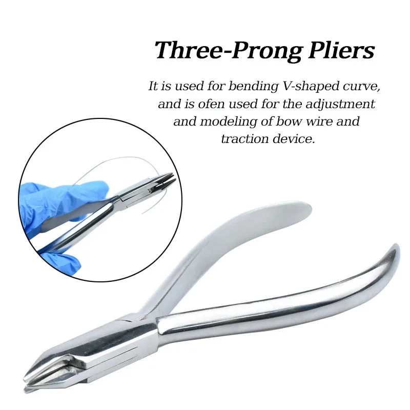 Three Jaw Dentaldontic Forceps, Three Tooth Forceps for Protruding and Bending Steel Wire, Dentals Lab Tools