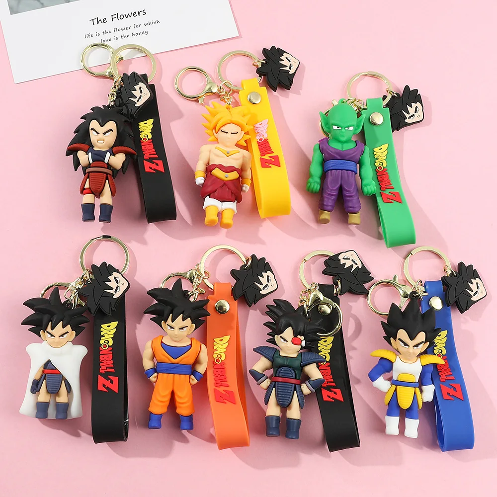 Anime DRAGON BALL Z Figures Goku Vegeta Piccolo Raditz Broli Rubber Doll Keychain Bag Keyring Charm Kids Toys Birthday Gifts