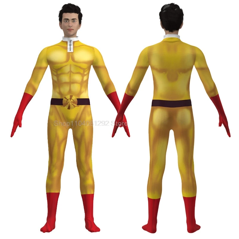 Disfraces de Cosplay de One Punch Man para hombre, mono de Anime Saitama, monos de superhéroe para Halloween, trajes con capa/capa