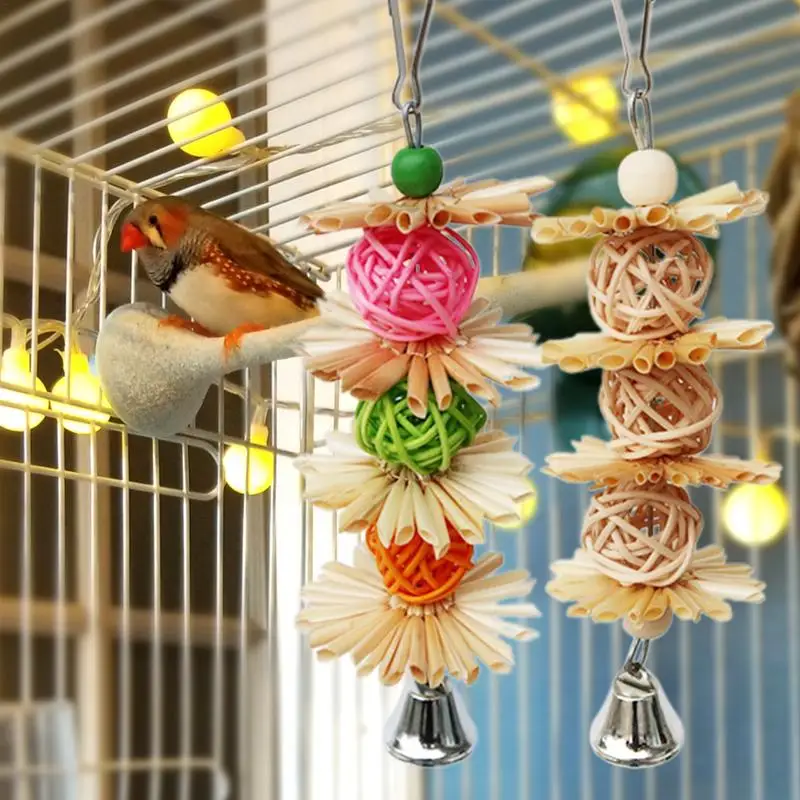 Parrot Chew Toys Cockatiel Toy Bird Chew Toys Colorful Foraging Toys For Parakeets Small Parakeet Shredding Toys With Metal Hook