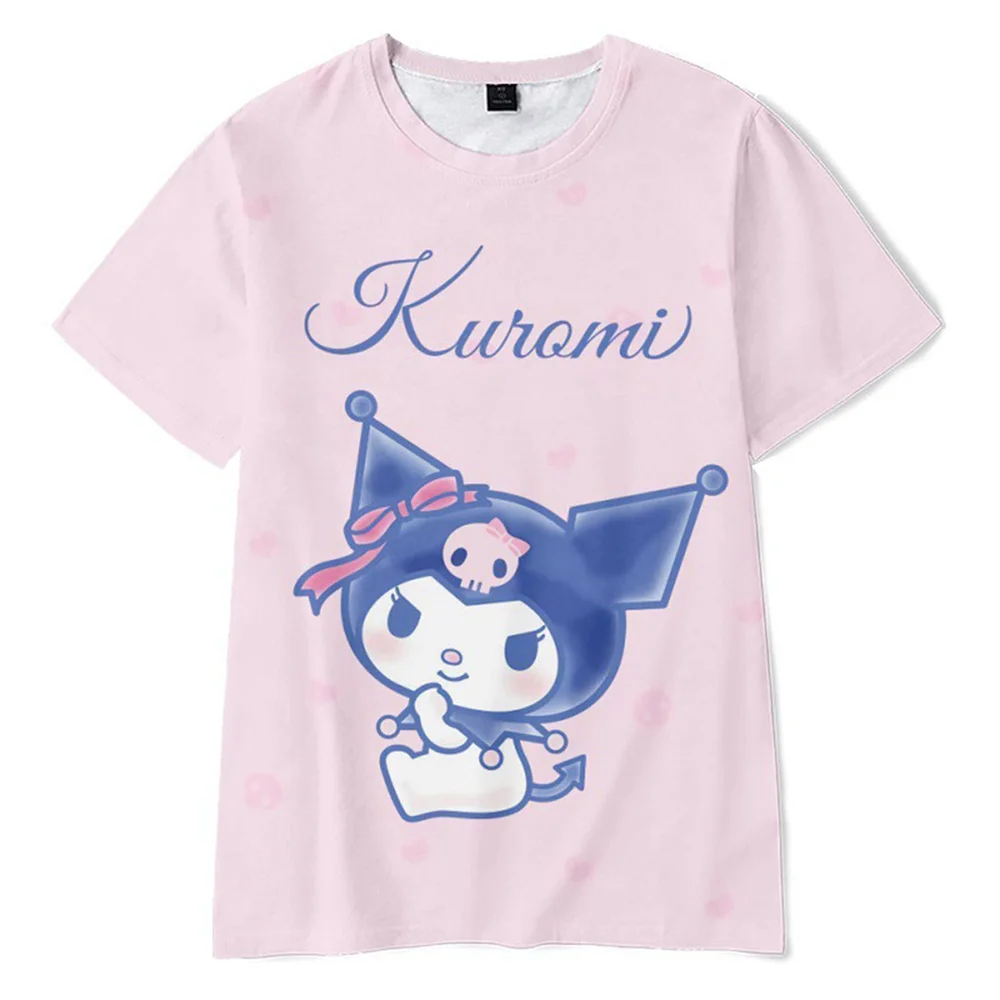 Summer Sanrio Kuromi T Shirt Women Men Kids Short Sleeve Boys Girls Tee Couple Clothes Costume Friends Tops